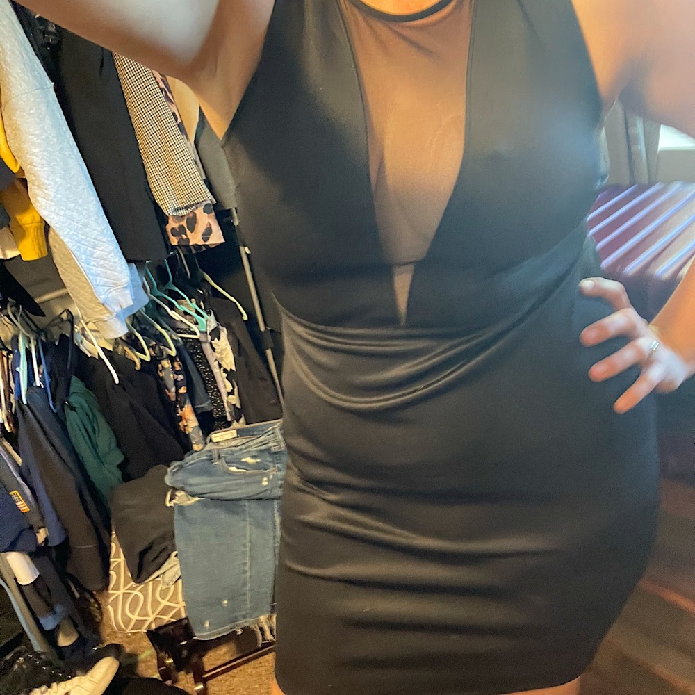 Going Out Bodycon Dress with Mesh Panel